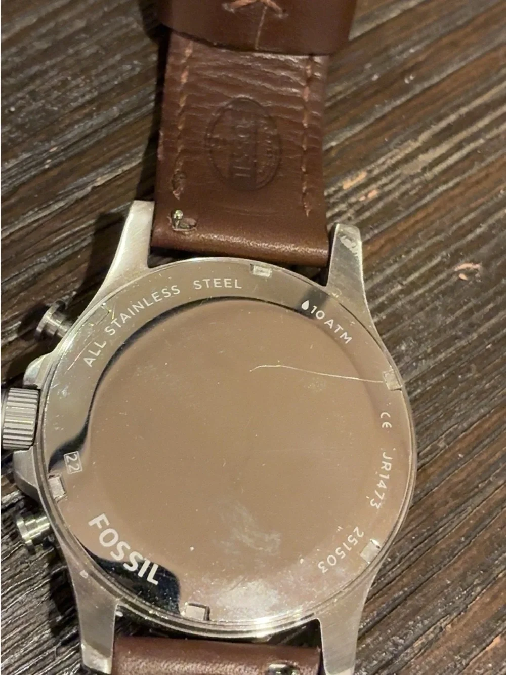Fossil Men's Watch - Brown Leather Strap, Cream Dial